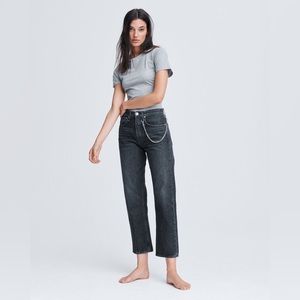 rag & bone dark gray straight leg jean